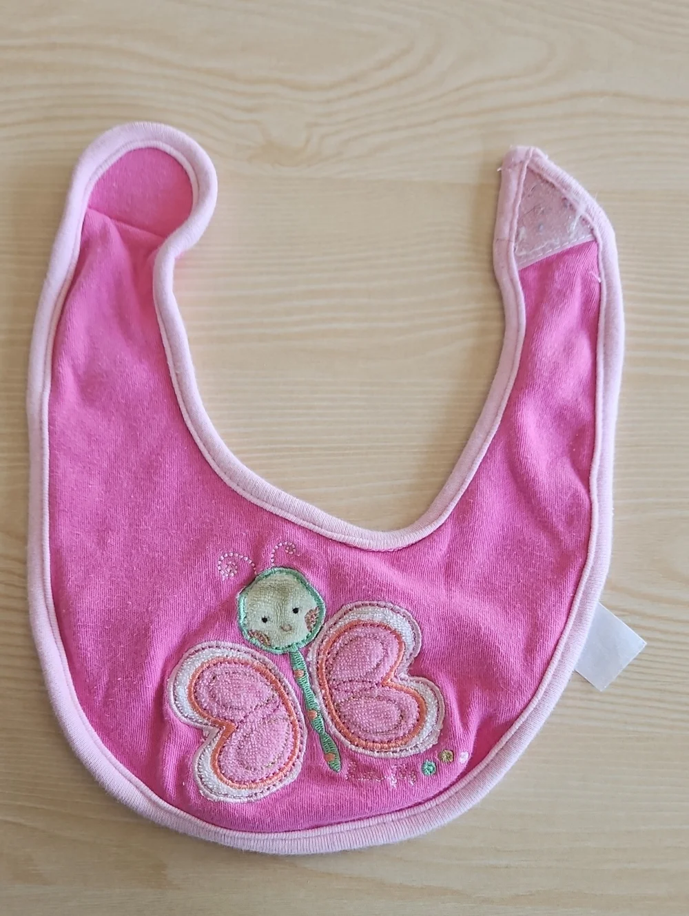 Pink Butterfly Baby Bib - Soft Absorbent Feeding Bib